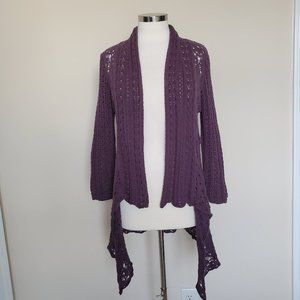 CAbi Open Front Knit Purple Cardigan Sweater Med